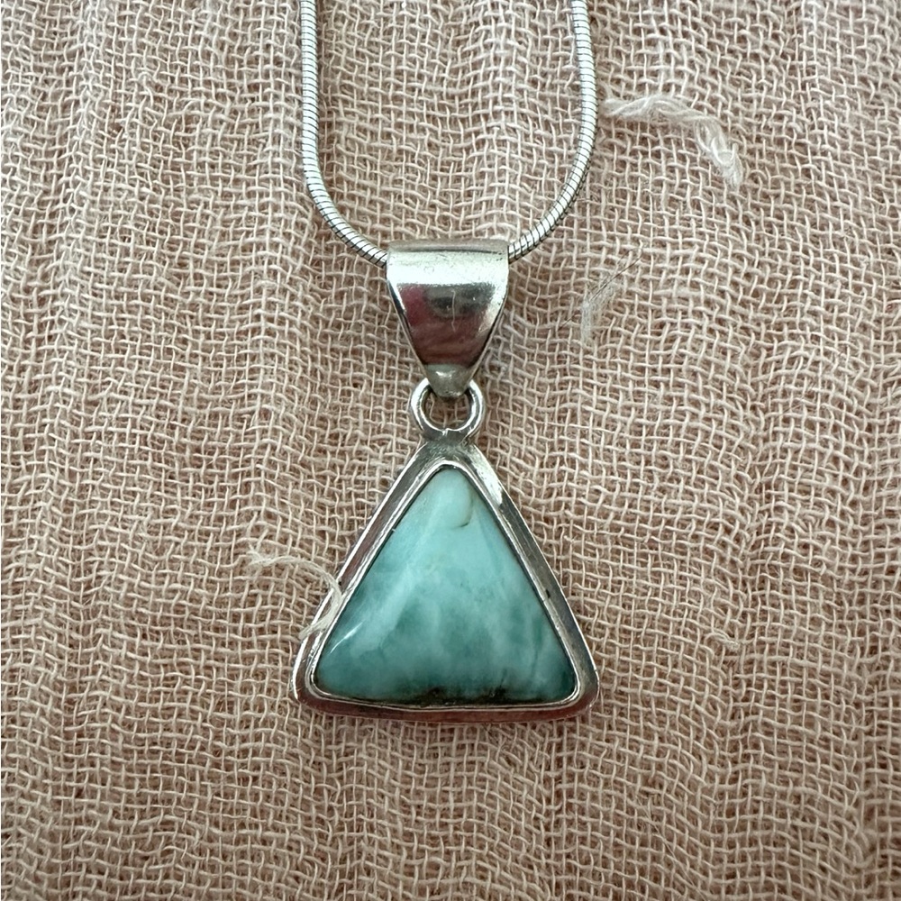 Sterling Silver Larimar Pendant with chain